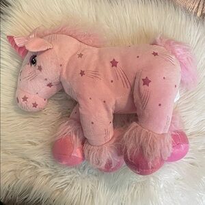 Build-A-Bear Pink Sparkle Unicorn Plush – Shooting Star Print, Fluffy Hooves